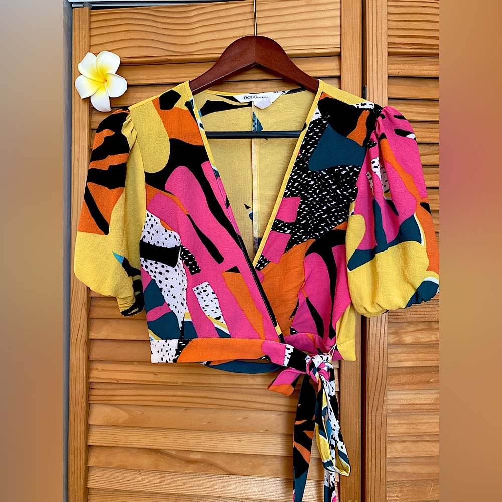 Funky colorful wrap top